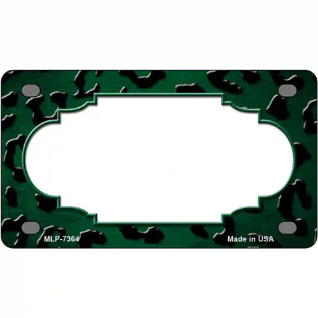 Green Black Cheetah Scallop Oil Rubbed Metal Novelty License Plate 4" x 2.2" (MLP)