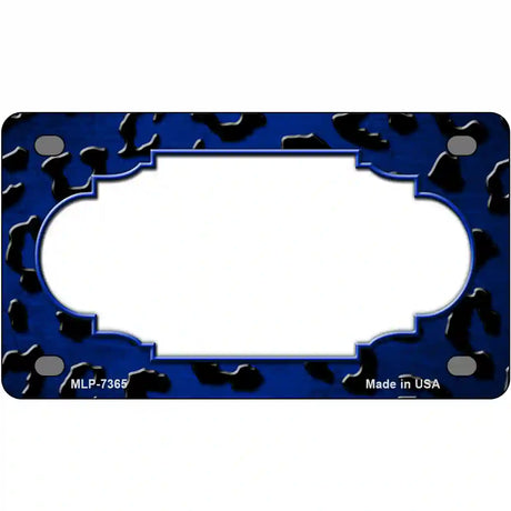 Blue Black Cheetah Scallop Oil Rubbed Metal Novelty License Plate 4" x 2.2" (MLP)