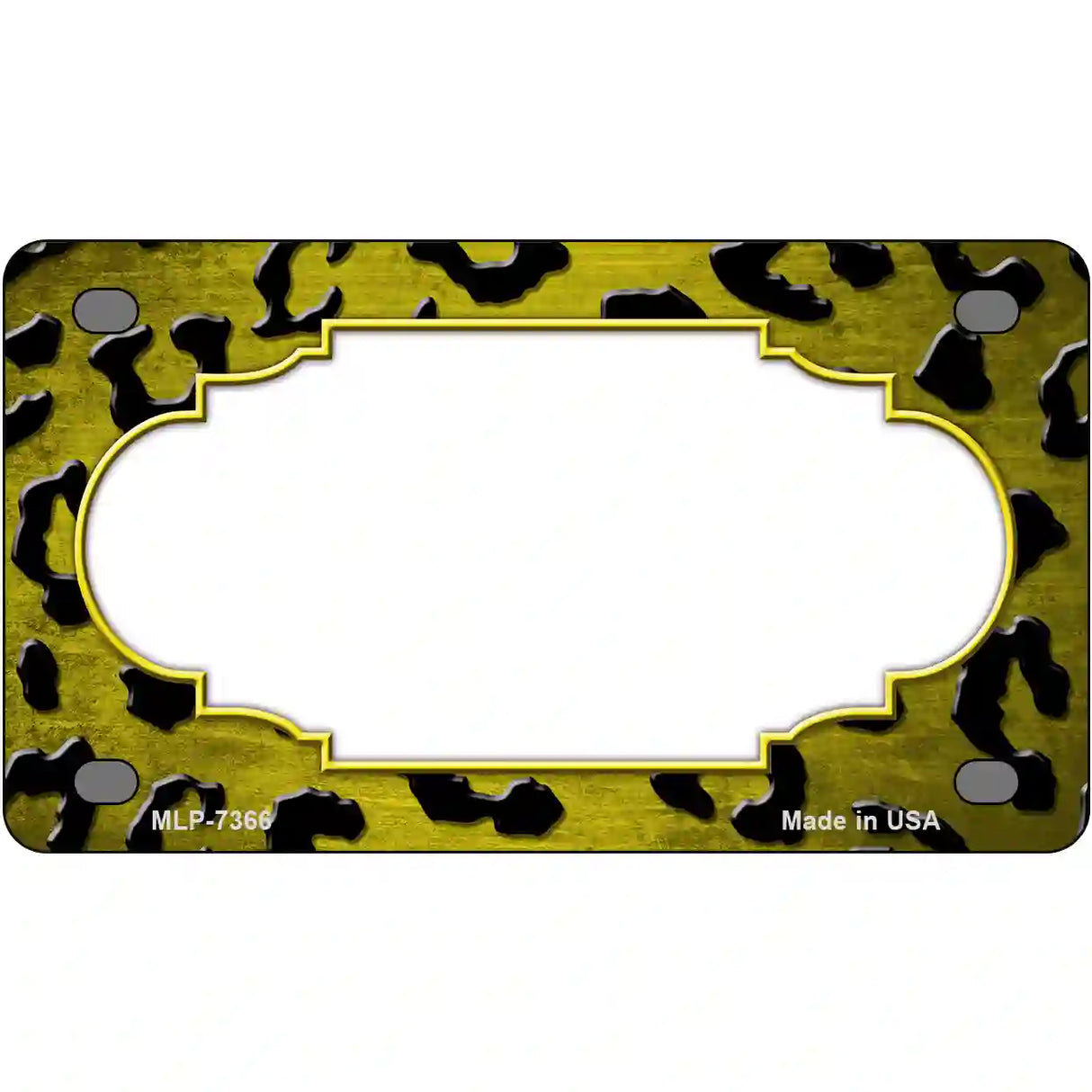 Yellow Black Cheetah Scallop Oil Rubbed Metal Novelty License Plate 4" x 2.2" (MLP)