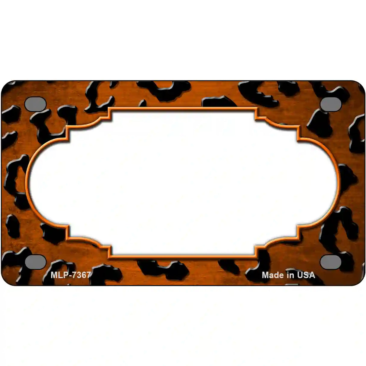 Orange Black Cheetah Scallop Oil Rubbed Metal Novelty License Plate 4" x 2.2" (MLP)