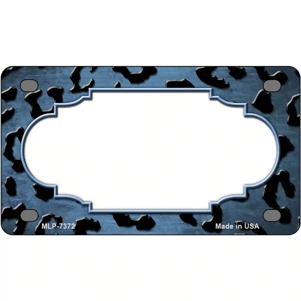 Light Blue Black Cheetah Scallop Oil Rubbed Metal Novelty License Plate 4" x 2.2" (MLP)