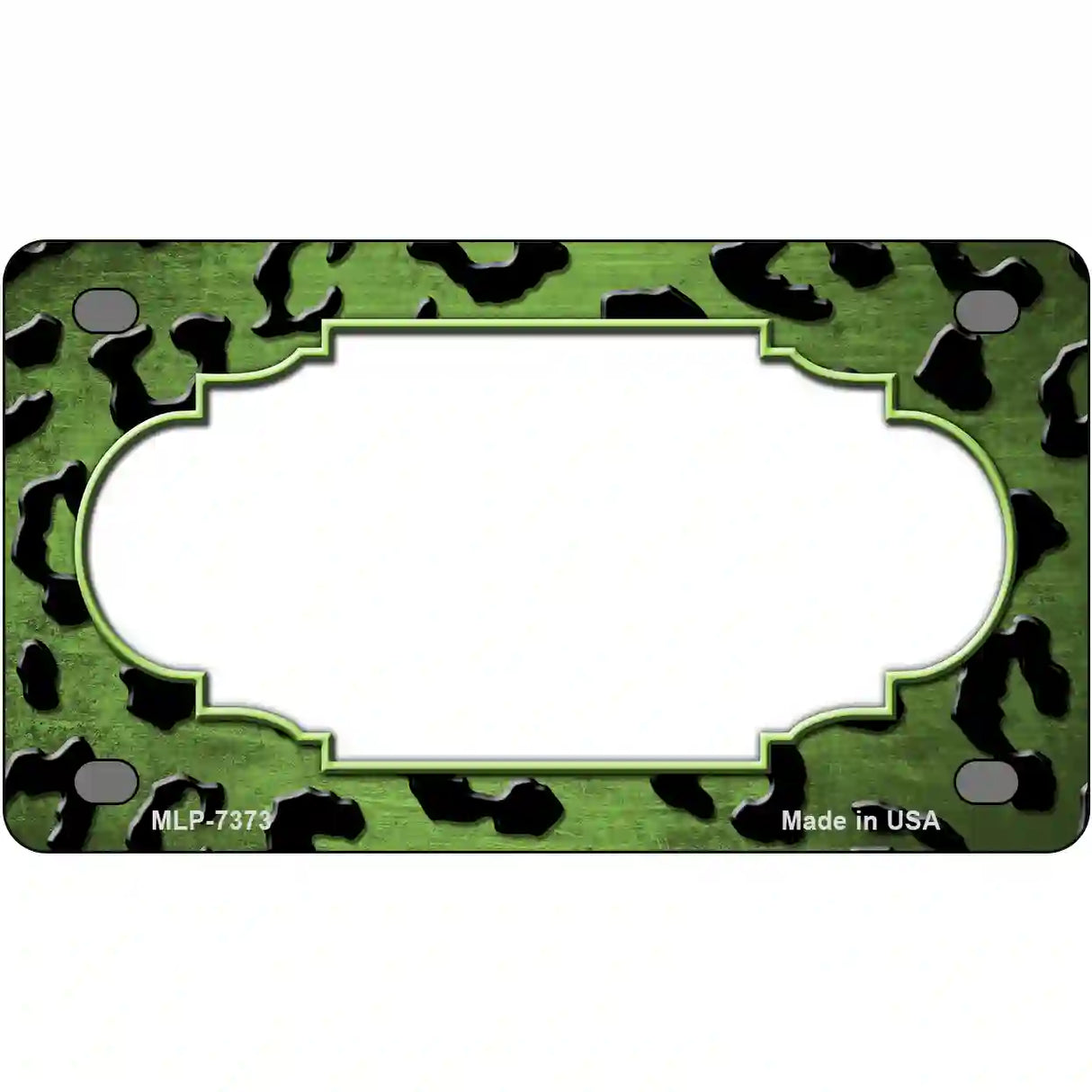 Lime Green Black Cheetah Scallop Oil Rubbed Metal Novelty License Plate 4" x 2.2" (MLP)