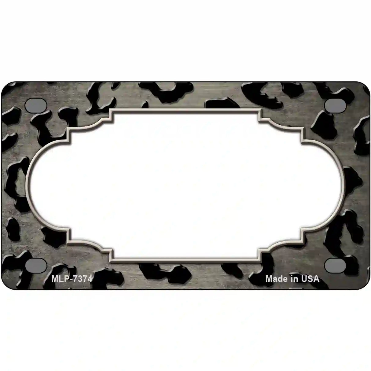 Tan Black Cheetah Scallop Oil Rubbed Metal Novelty License Plate 4" x 2.2" (MLP)