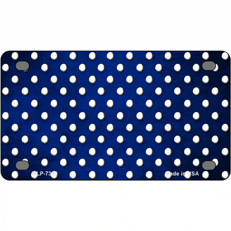 Blue White Small Dots Oil Rubbed Metal Novelty License Plate 4" x 2.2" (MLP)