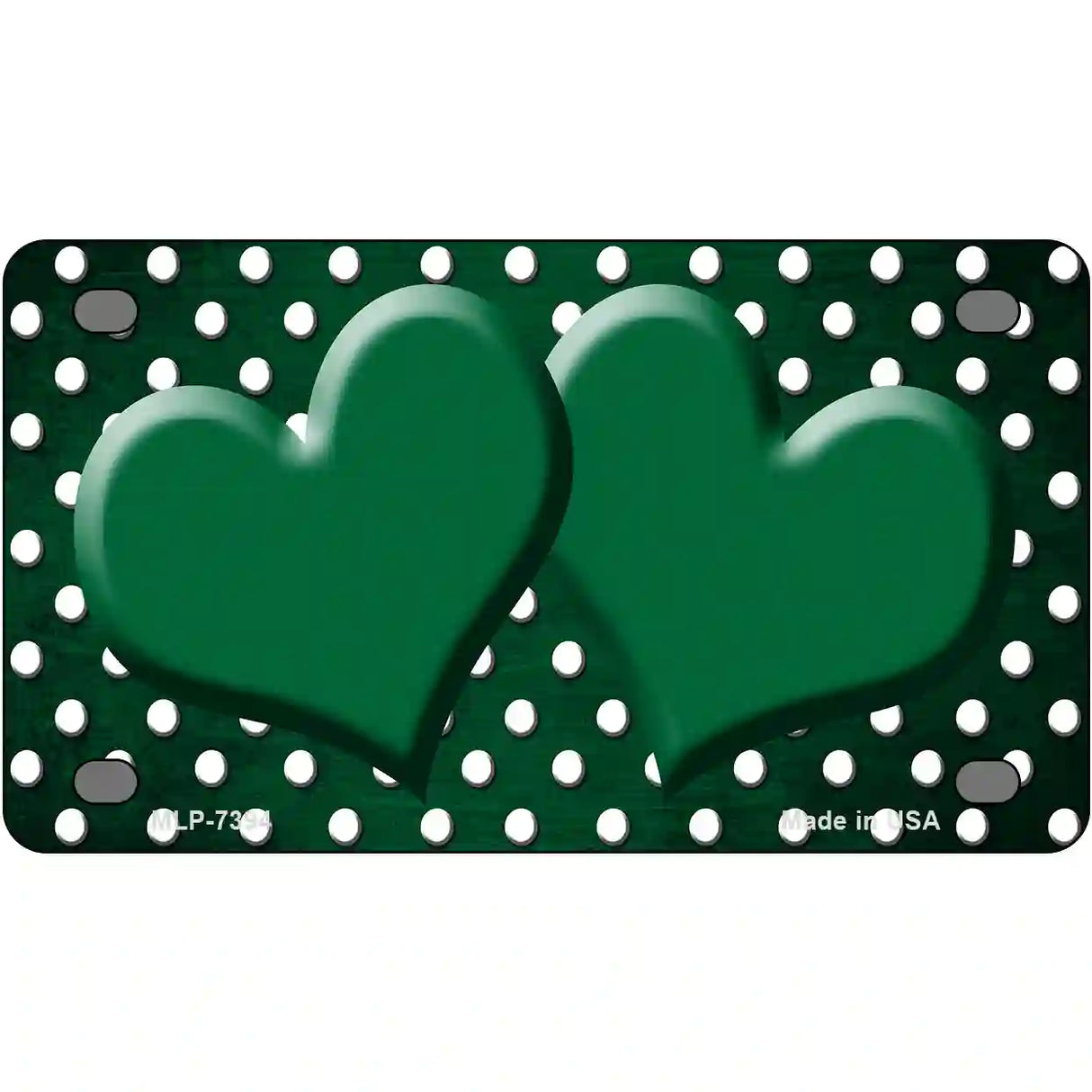 Green White Small Dots Hearts Oil Rubbed Metal Novelty License Plate 4" x 2.2" (MLP)