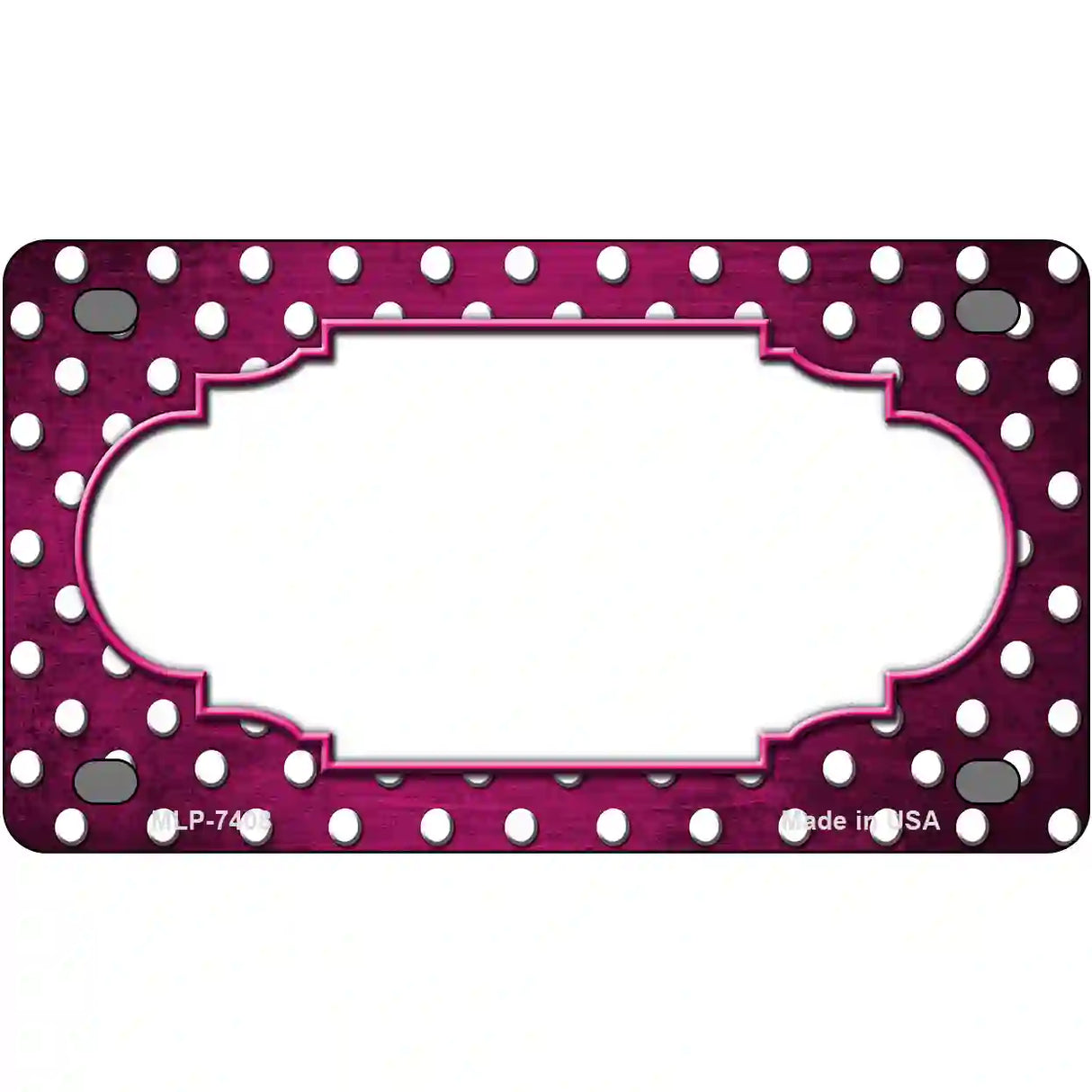 Pink White Small Dots Scallop Oil Rubbed Metal Novelty License Plate 4" x 2.2" (MLP)