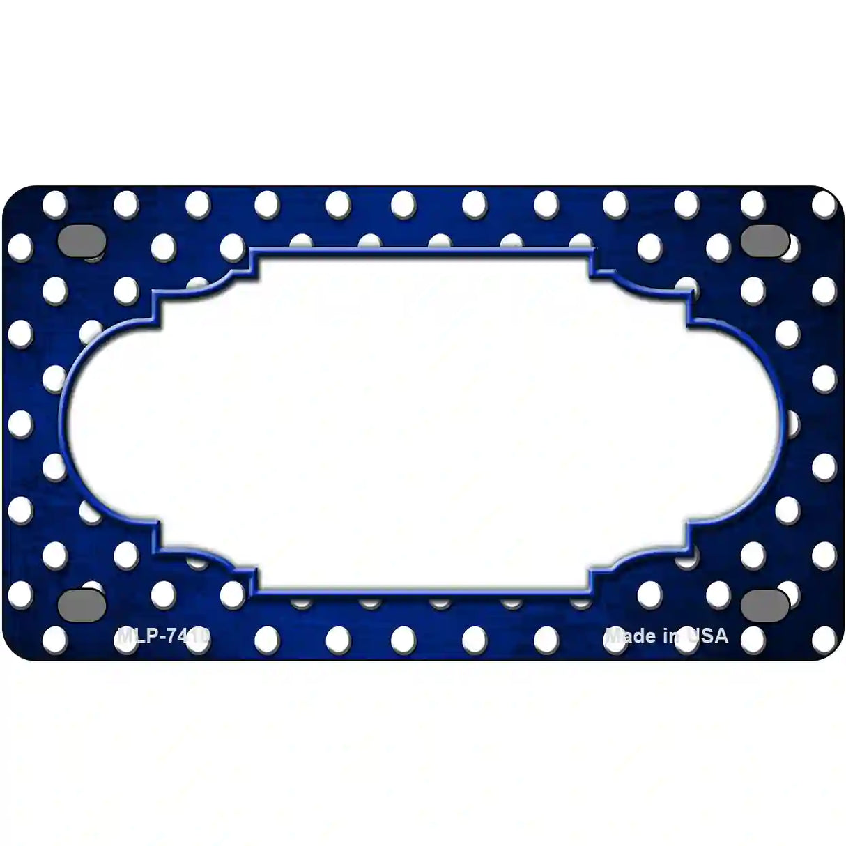 Blue White Small Dots Scallop Oil Rubbed Metal Novelty License Plate 4" x 2.2" (MLP)