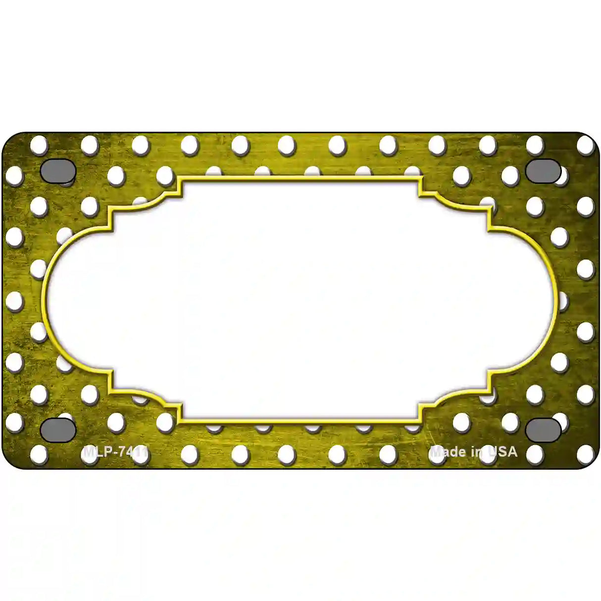 Yellow White Small Dots Scallop Oil Rubbed Metal Novelty License Plate 4" x 2.2" (MLP)