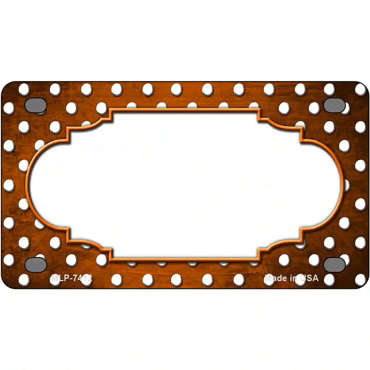 Orange White Small Dots Scallop Oil Rubbed Metal Novelty License Plate 4" x 2.2" (MLP)