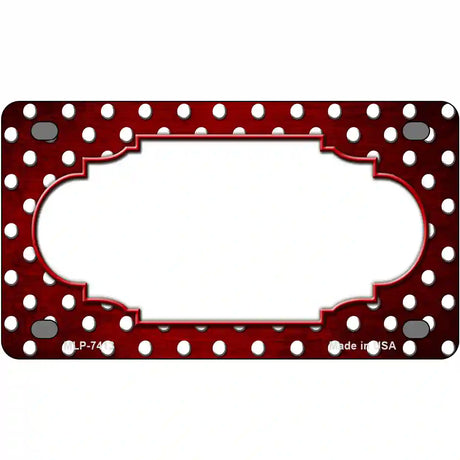 Red White Small Dots Scallop Oil Rubbed Metal Novelty License Plate 4" x 2.2" (MLP)