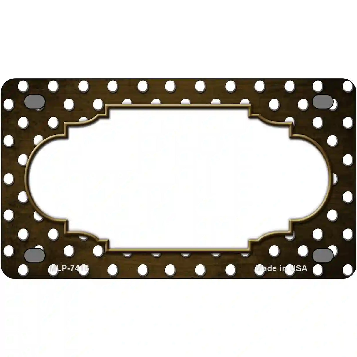 Brown White Small Dots Scallop Oil Rubbed Metal Novelty License Plate 4" x 2.2" (MLP)