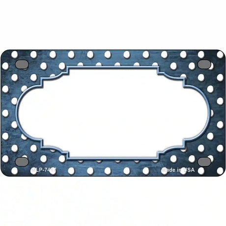 Light Blue White Small Dots Scallop Oil Rubbed Metal Novelty License Plate 4" x 2.2" (MLP)