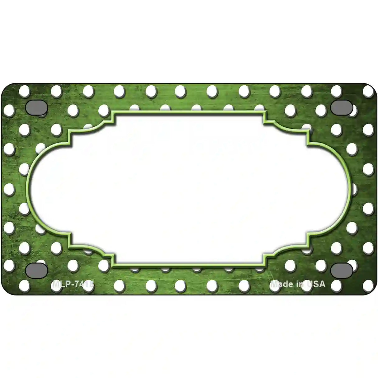 Lime Green White Small Dots Scallop Oil Rubbed Metal Novelty License Plate 4" x 2.2" (MLP)