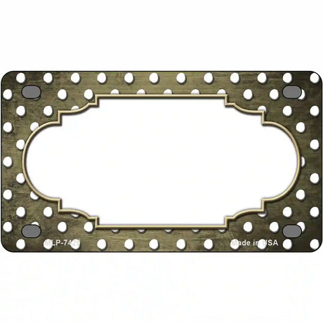 Gold White Small Dots Scallop Oil Rubbed Metal Novelty License Plate 4" x 2.2" (MLP)