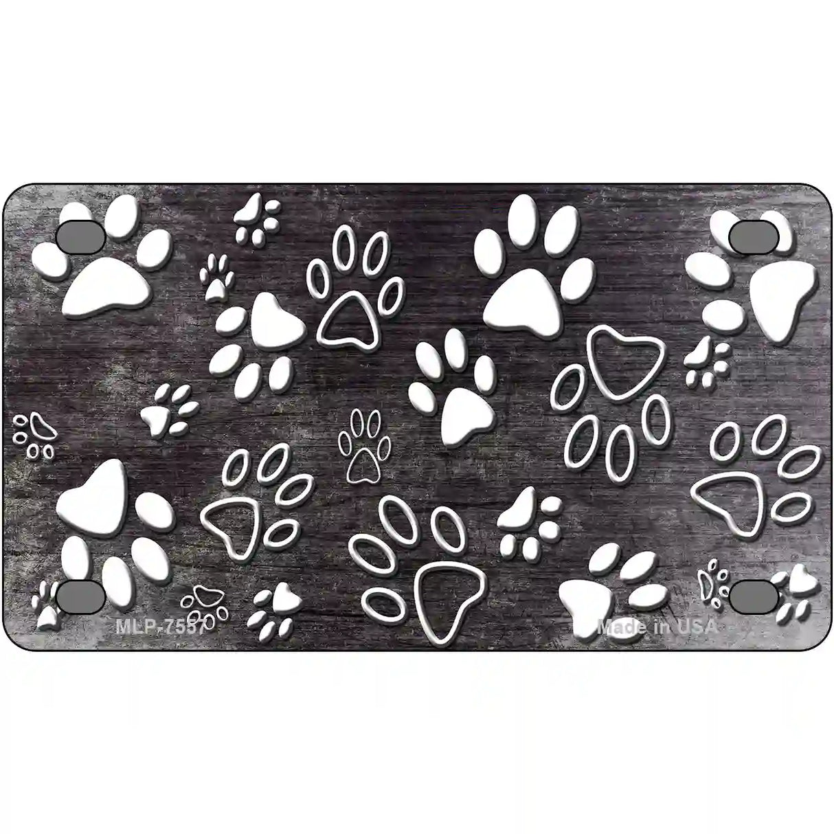 Black White Paw Oil Rubbed Metal Novelty License Plate 4" x 2.2" (MLP)