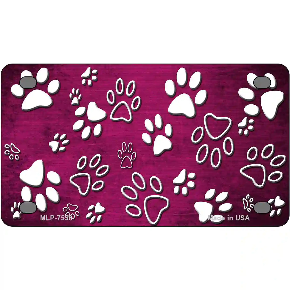 Pink White Paw Oil Rubbed Metal Novelty License Plate 4" x 2.2" (MLP)