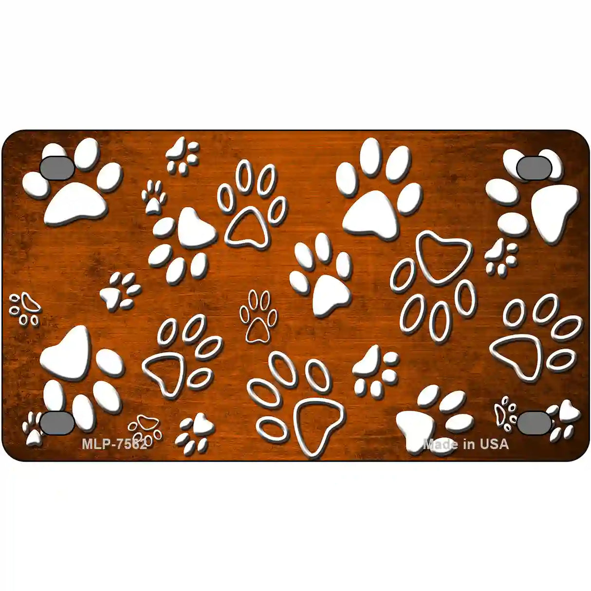 Orange White Paw Oil Rubbed Metal Novelty License Plate 4" x 2.2" (MLP)