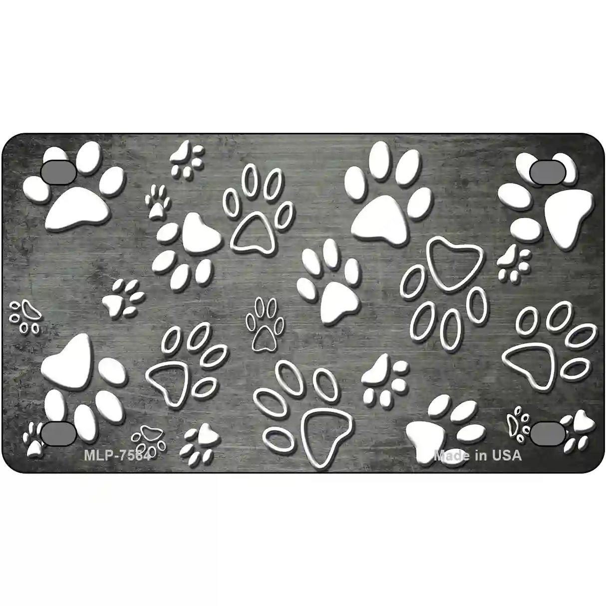 Gray White Paw Oil Rubbed Metal Novelty License Plate 4" x 2.2" (MLP)