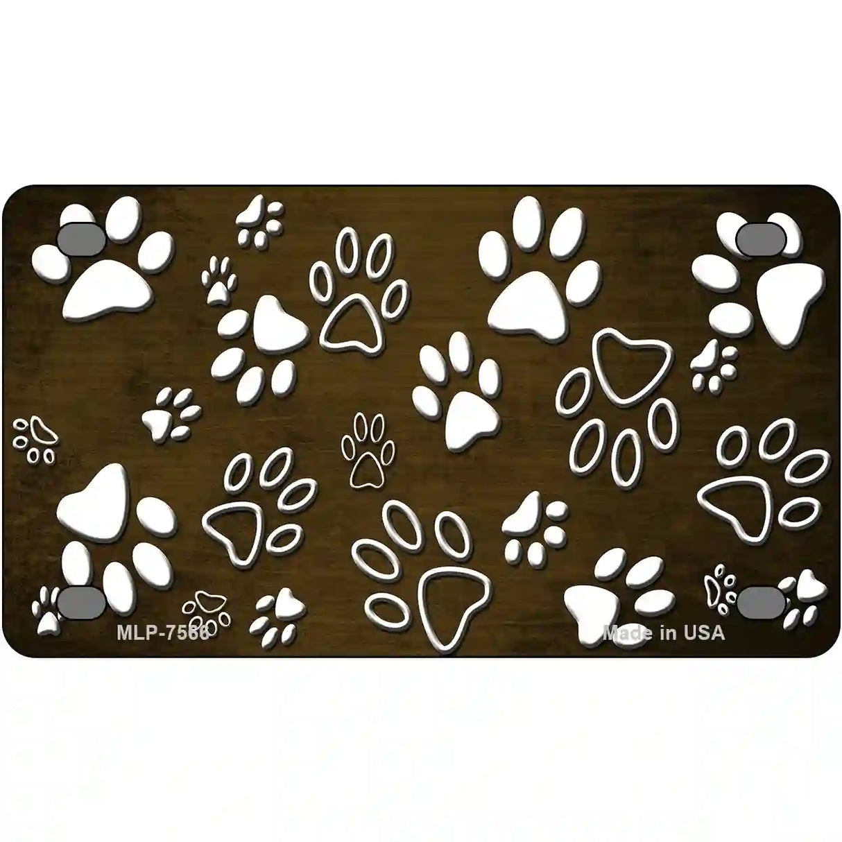 Brown White Paw Oil Rubbed Metal Novelty License Plate 4" x 2.2" (MLP)