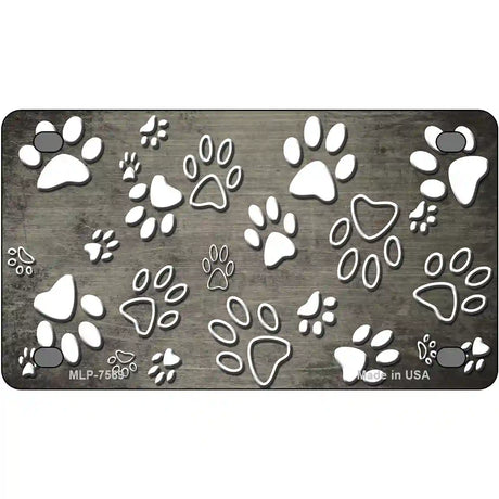 Tan White Paw Oil Rubbed Metal Novelty License Plate 4" x 2.2" (MLP)