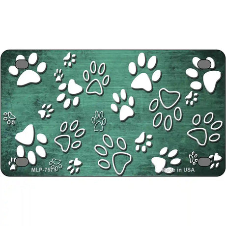 Mint White Paw Oil Rubbed Metal Novelty License Plate 4" x 2.2" (MLP)