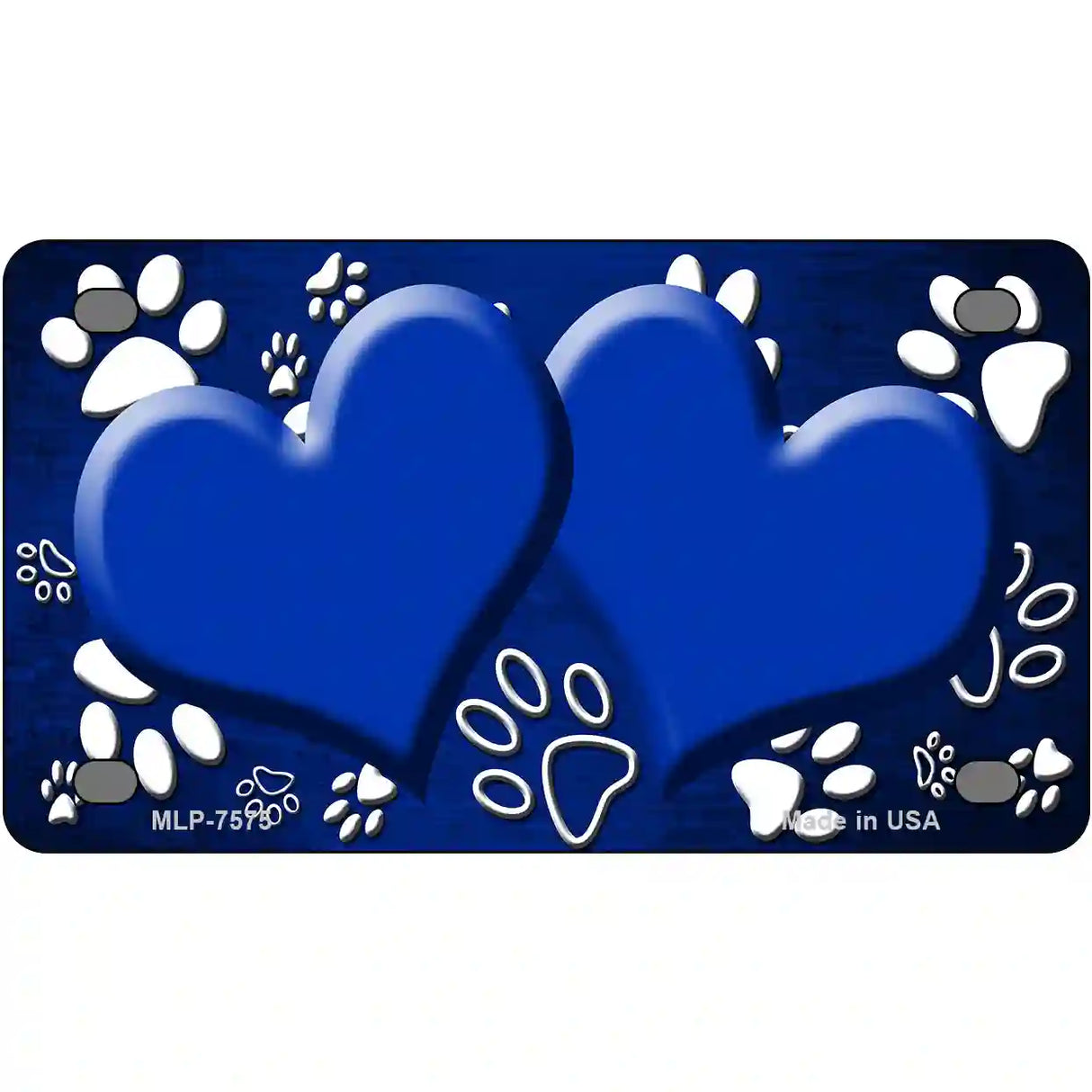 Paw Heart Blue White Metal Novelty License Plate 4" x 2.2" (MLP)