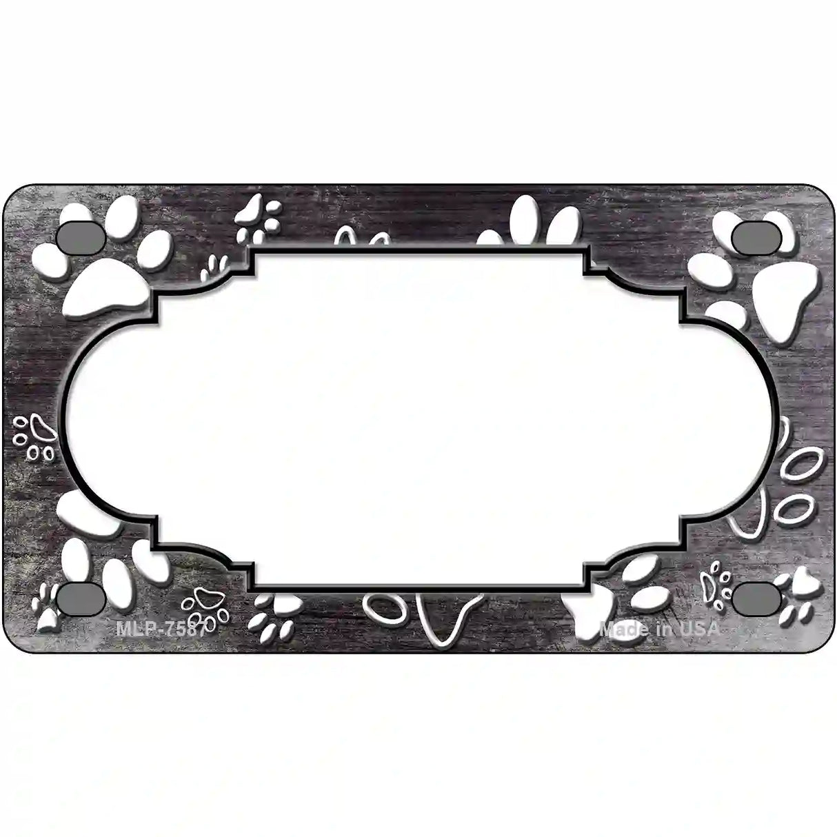 Paw Scallop Black White Metal Novelty License Plate 4" x 2.2" (MLP)