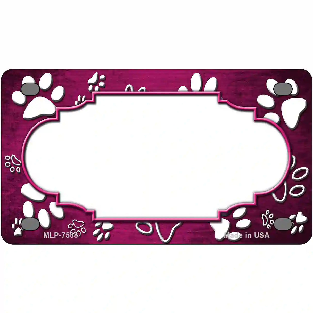 Paw Scallop Pink White Metal Novelty License Plate 4" x 2.2" (MLP)