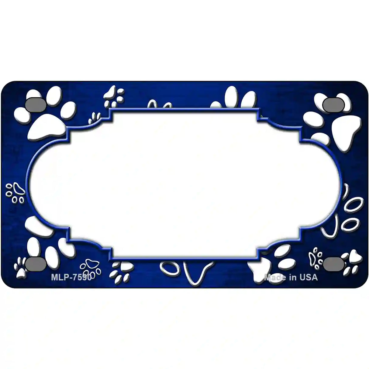 Paw Scallop Blue White Metal Novelty License Plate 4" x 2.2" (MLP)