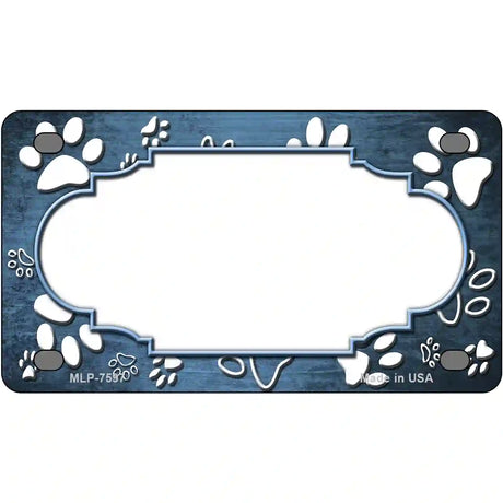 Paw Scallop Light Blue White Metal Novelty License Plate 4" x 2.2" (MLP)