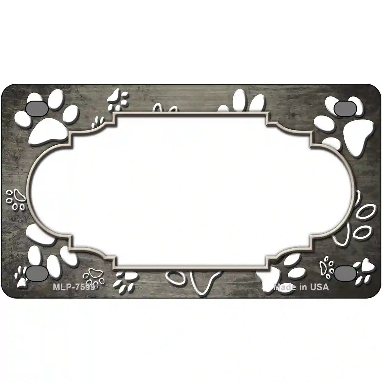 Paw Scallop Tan White Metal Novelty License Plate 4" x 2.2" (MLP)