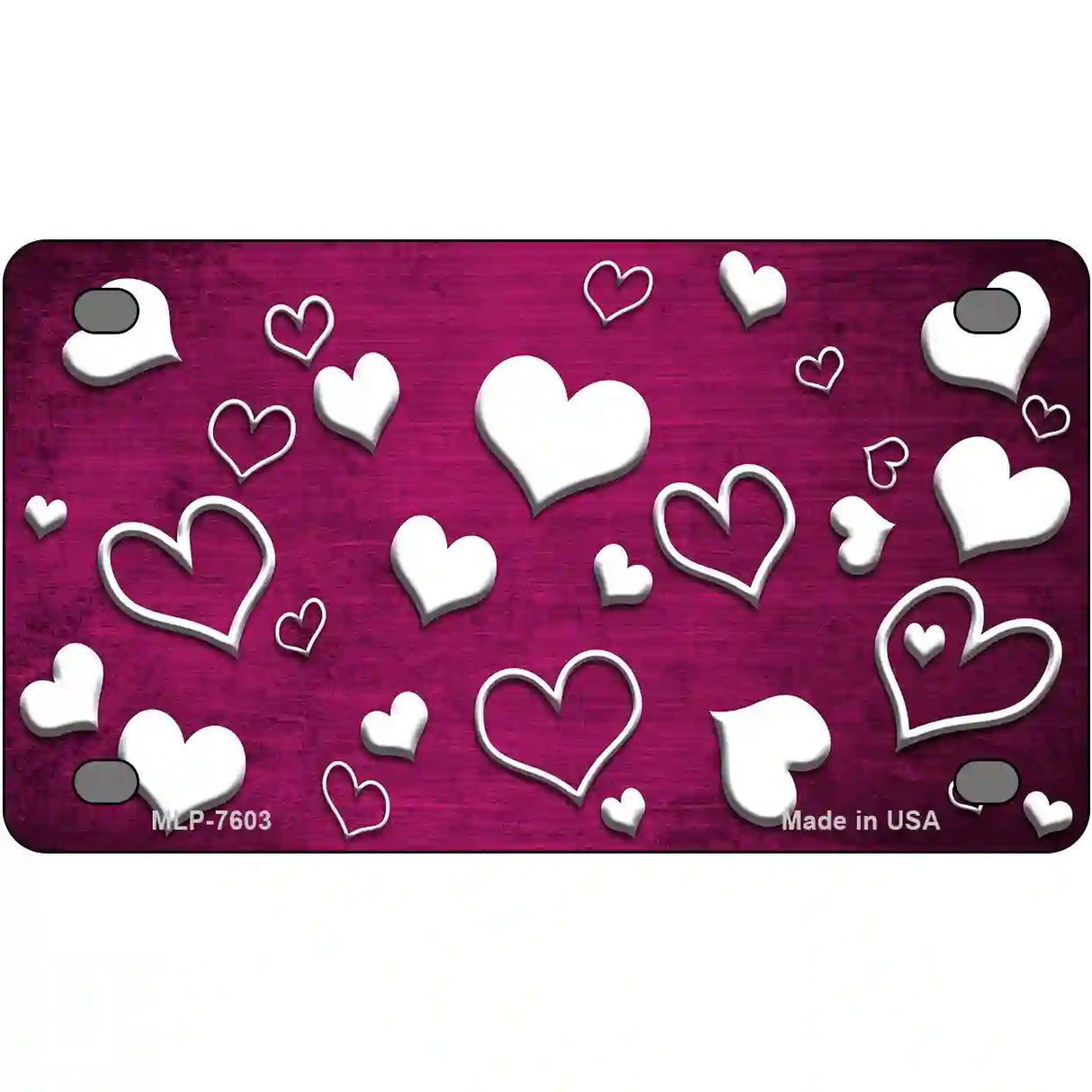 Pink White Love Oil Rubbed Metal Novelty License Plate 4" x 2.2" (MLP)