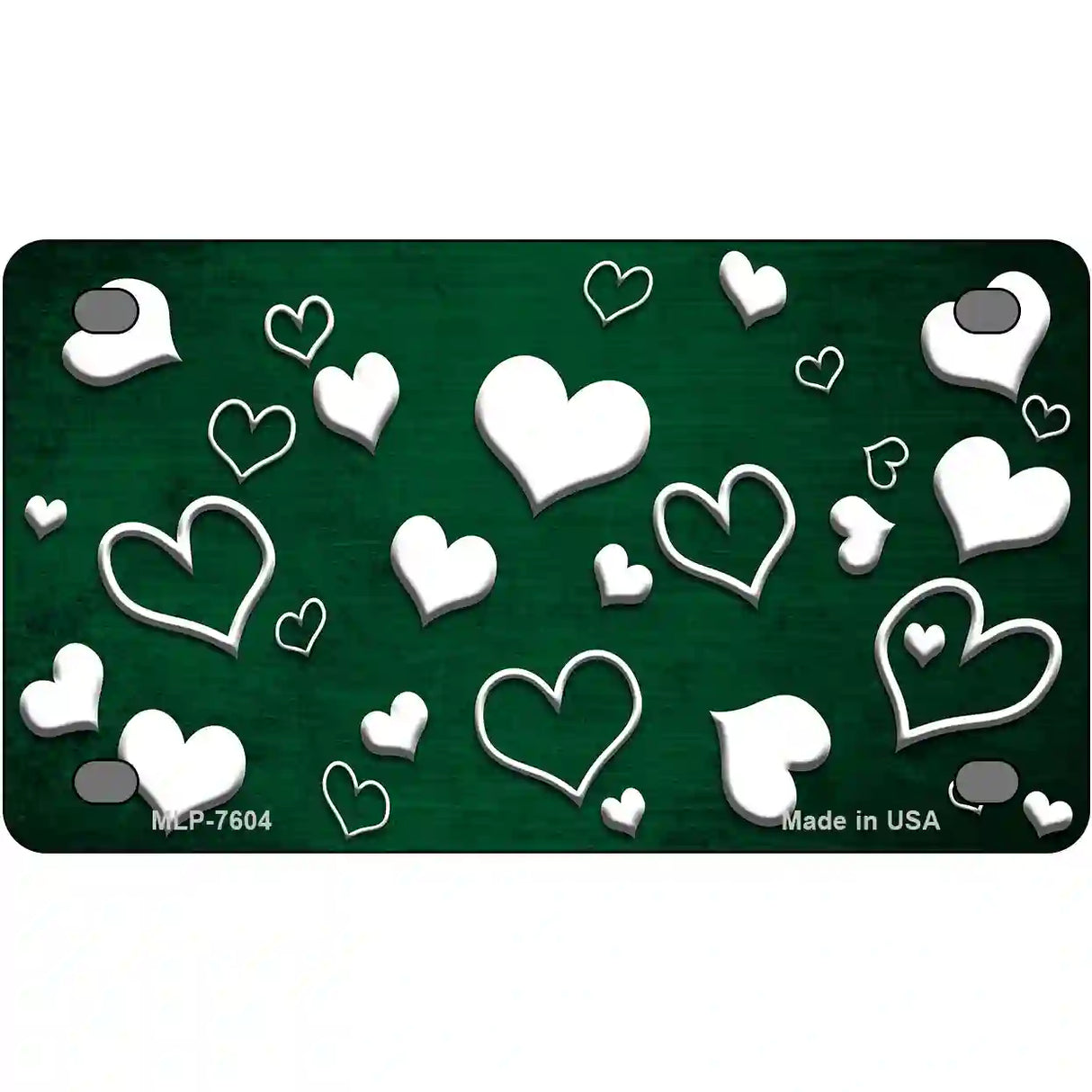 Green White Love Oil Rubbed Metal Novelty License Plate 4" x 2.2" (MLP)