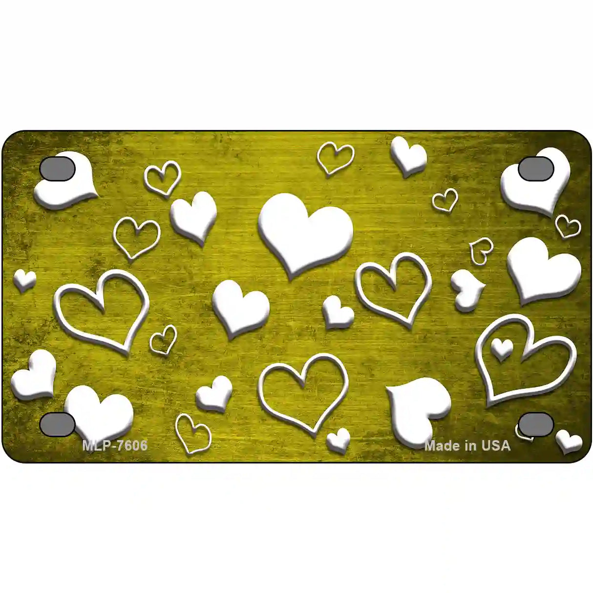 Yellow White Love Oil Rubbed Metal Novelty License Plate 4" x 2.2" (MLP)