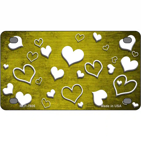 Yellow White Love Oil Rubbed Metal Novelty License Plate 4" x 2.2" (MLP)