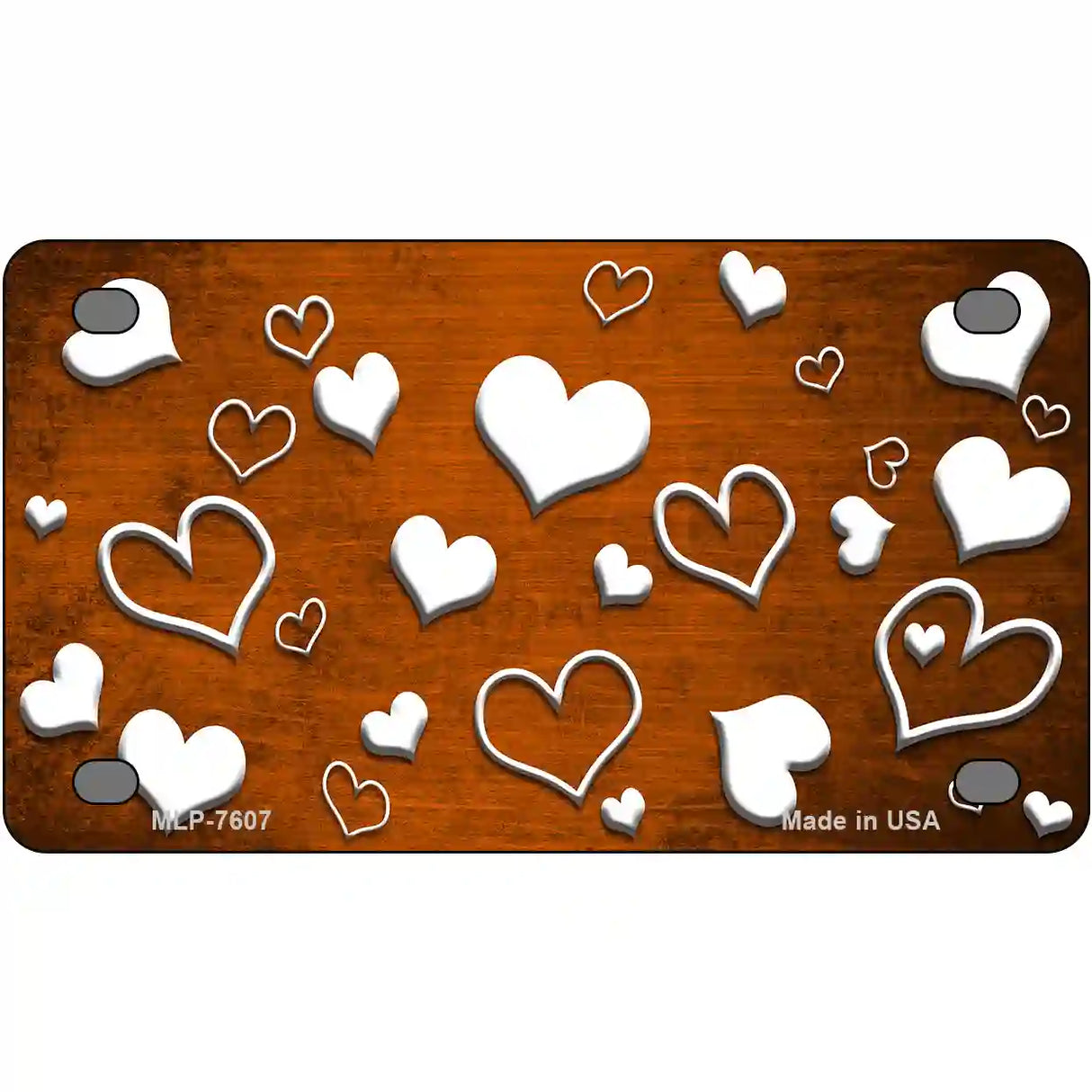 Orange White Love Oil Rubbed Metal Novelty License Plate 4" x 2.2" (MLP)