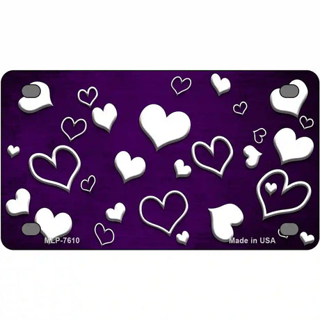 Purple White Love Oil Rubbed Metal Novelty License Plate 4" x 2.2" (MLP)