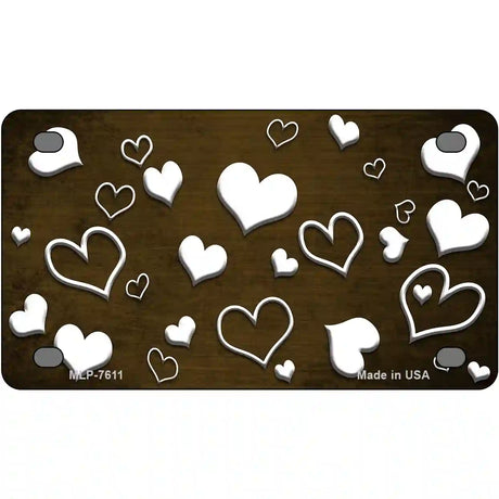 Brown White Love Oil Rubbed Metal Novelty License Plate 4" x 2.2" (MLP)