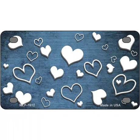 Light Blue White Love Oil Rubbed Metal Novelty License Plate 4" x 2.2" (MLP)