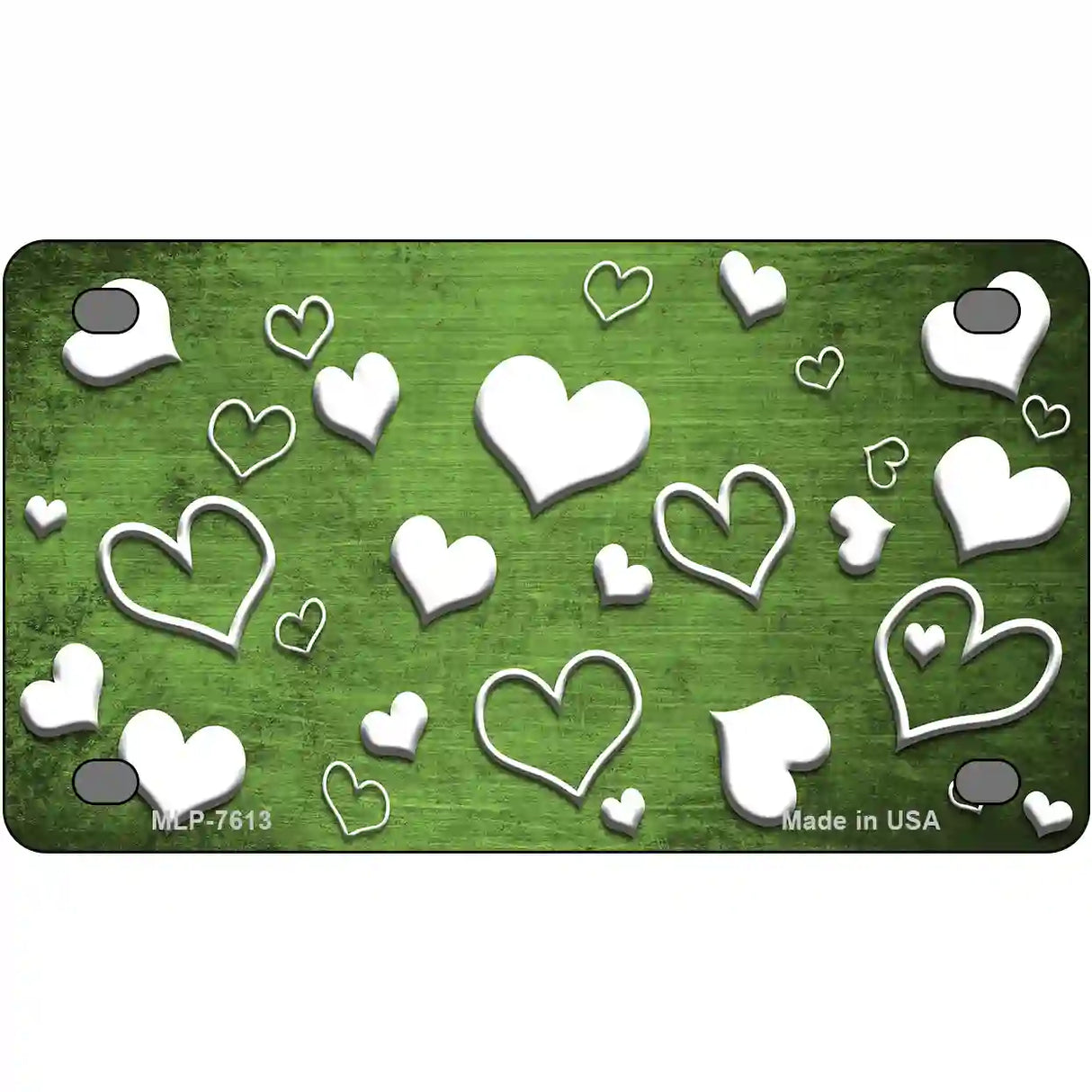 Lime Green White Love Oil Rubbed Metal Novelty License Plate 4" x 2.2" (MLP)