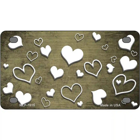 Gold White Love Oil Rubbed Metal Novelty License Plate 4" x 2.2" (MLP)