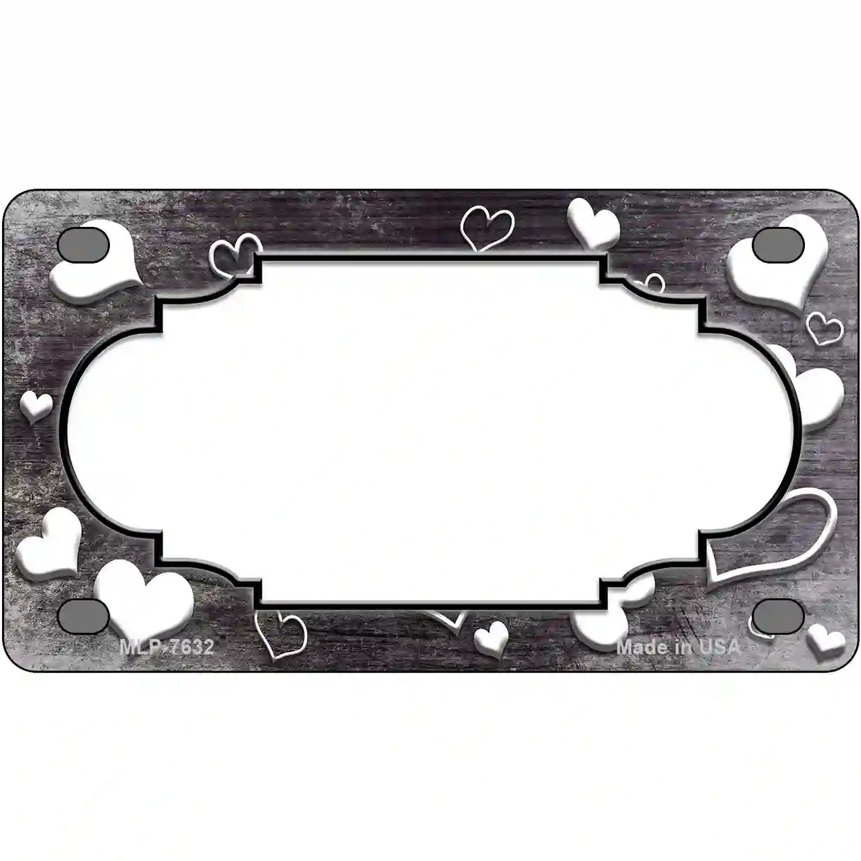 Black White Love Scallop Oil Rubbed Metal Novelty License Plate 4" x 2.2" (MLP)