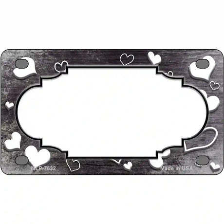 Black White Love Scallop Oil Rubbed Metal Novelty License Plate 4" x 2.2" (MLP)