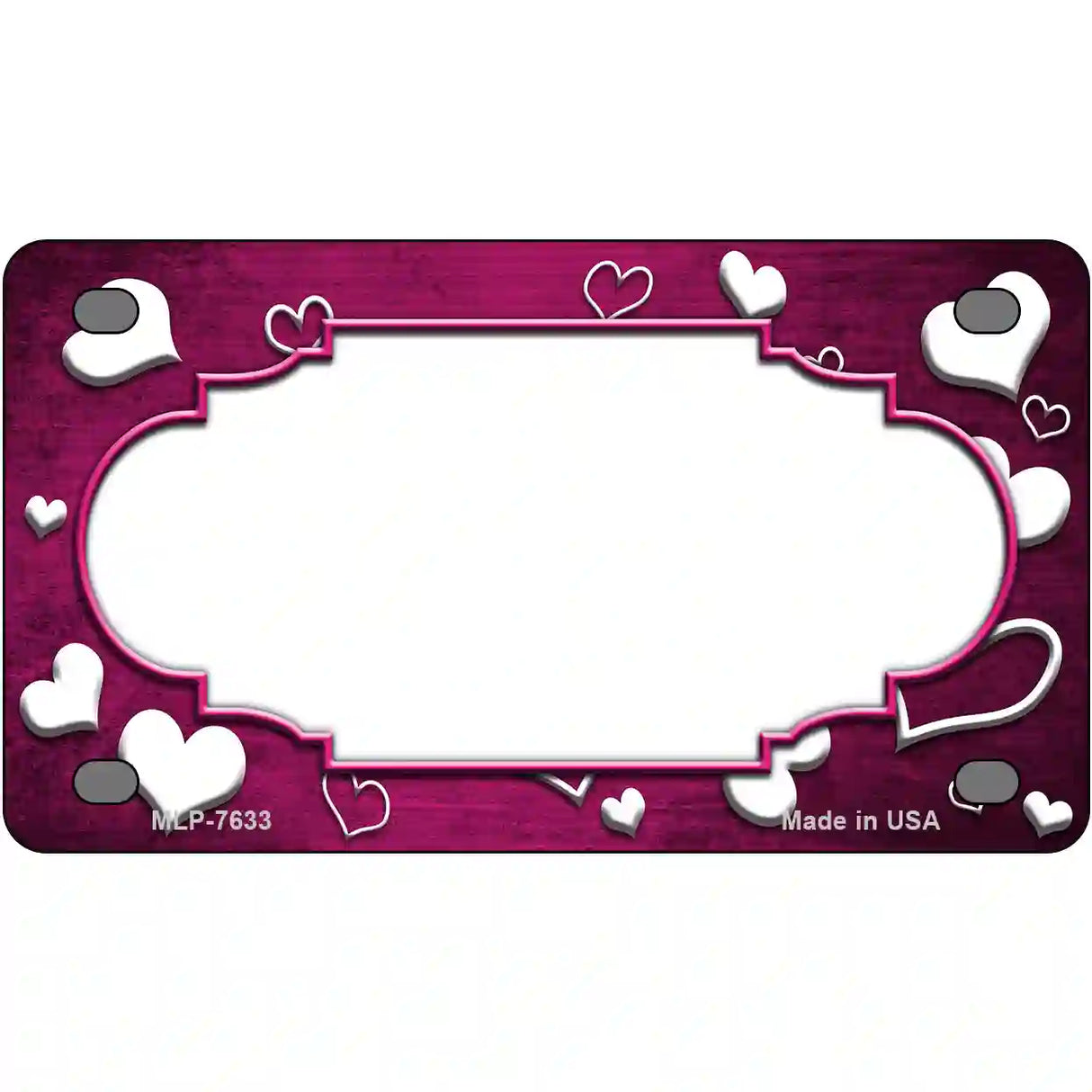 Pink White Love Scallop Oil Rubbed Metal Novelty License Plate 4" x 2.2" (MLP)