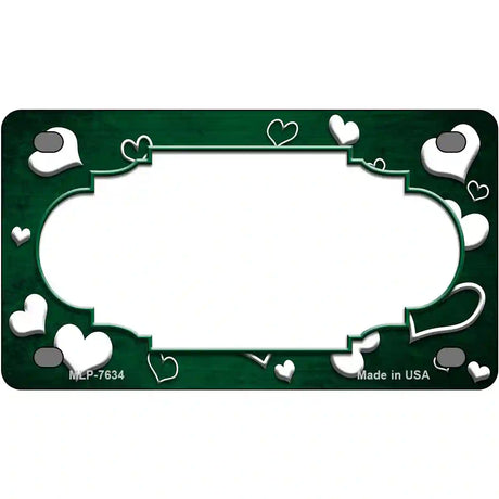 Green White Love Scallop Oil Rubbed Metal Novelty License Plate 4" x 2.2" (MLP)