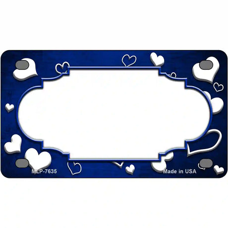 Blue White Love Scallop Oil Rubbed Metal Novelty License Plate 4" x 2.2" (MLP)