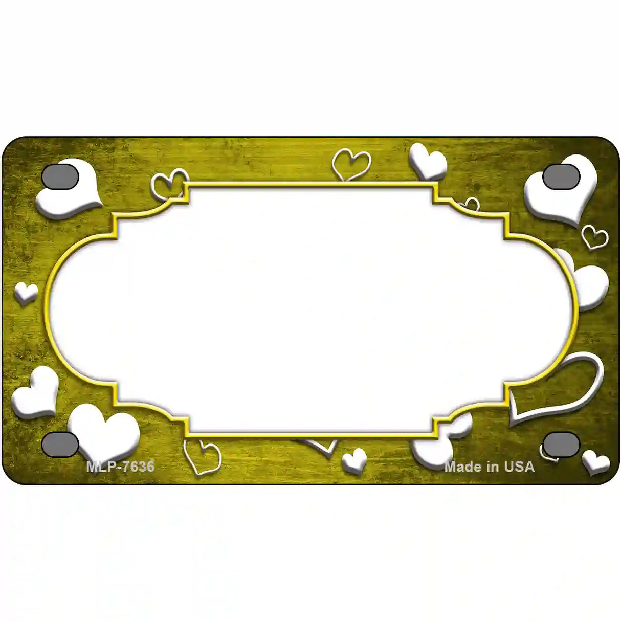 Yellow White Love Scallop Oil Rubbed Metal Novelty License Plate 4" x 2.2" (MLP)