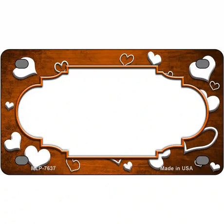 Orange White Love Scallop Oil Rubbed Metal Novelty License Plate 4" x 2.2" (MLP)