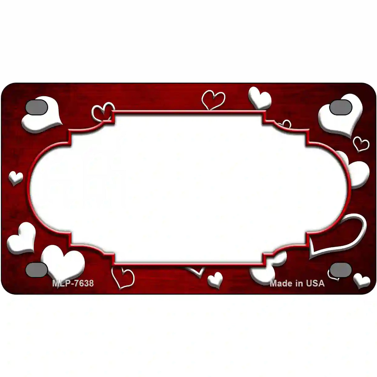 Red White Love Scallop Oil Rubbed Metal Novelty License Plate 4" x 2.2" (MLP)