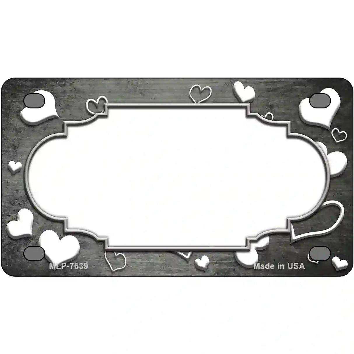 Gray White Love Scallop Oil Rubbed Metal Novelty License Plate 4" x 2.2" (MLP)